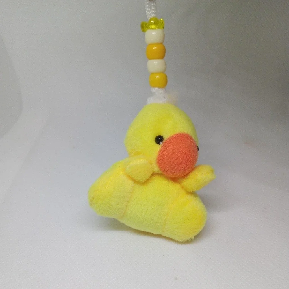 Cute Chick Keychain Pendant Plush Soft Toy Stuffed Animal With Beads